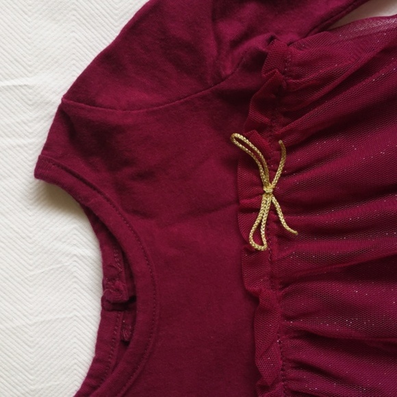 carter's plum long sleeve babydoll top with glitter tulle overlay 3 months baby - Picture 5 of 6